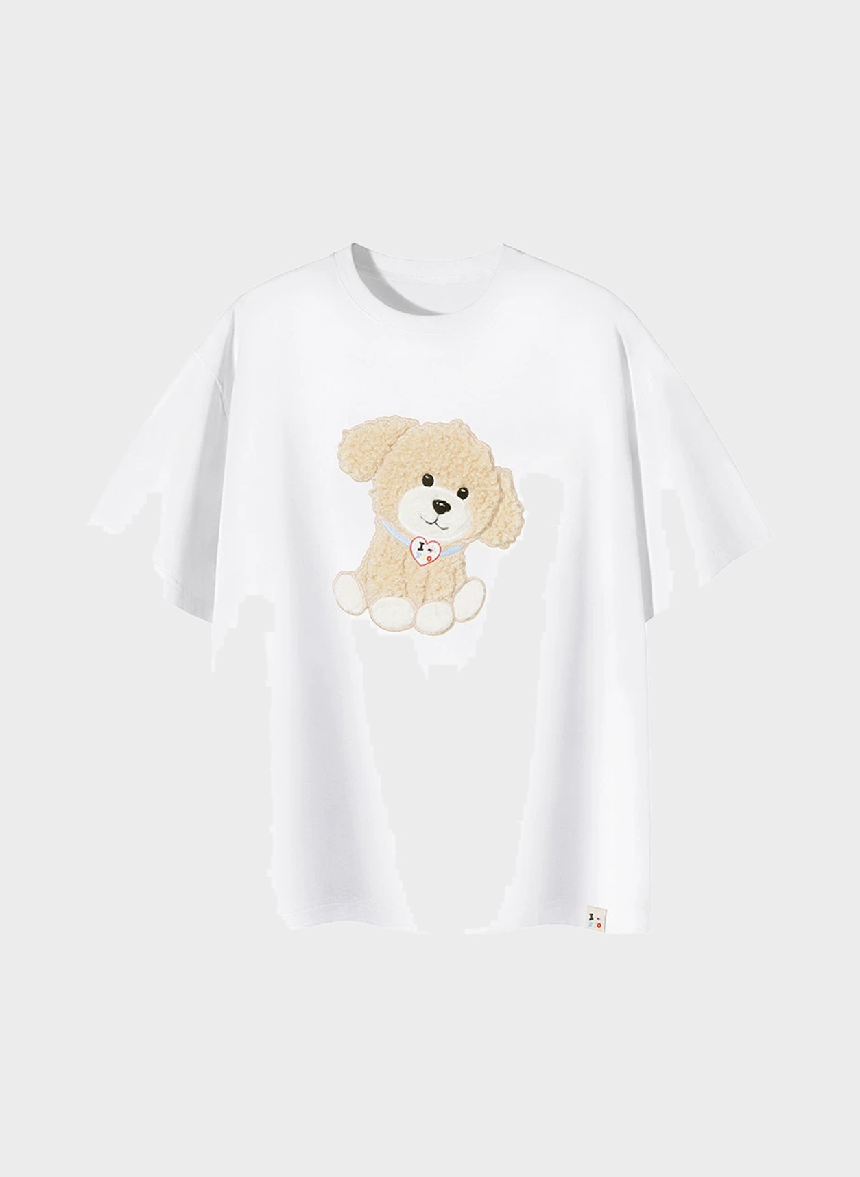 Puppy Print Cotton Tee in white, flat product view