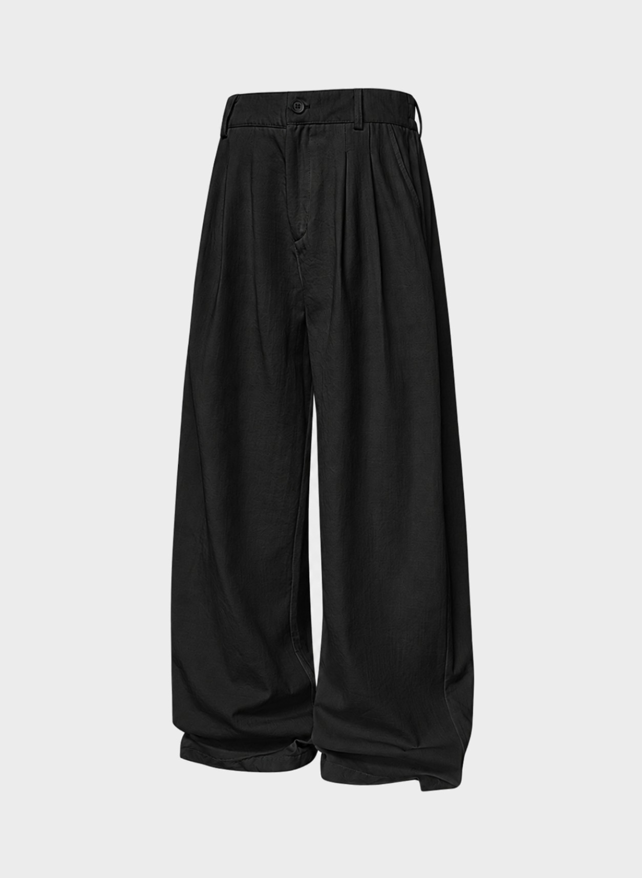 Pleated Straight-Leg Trousers in black, flat product view