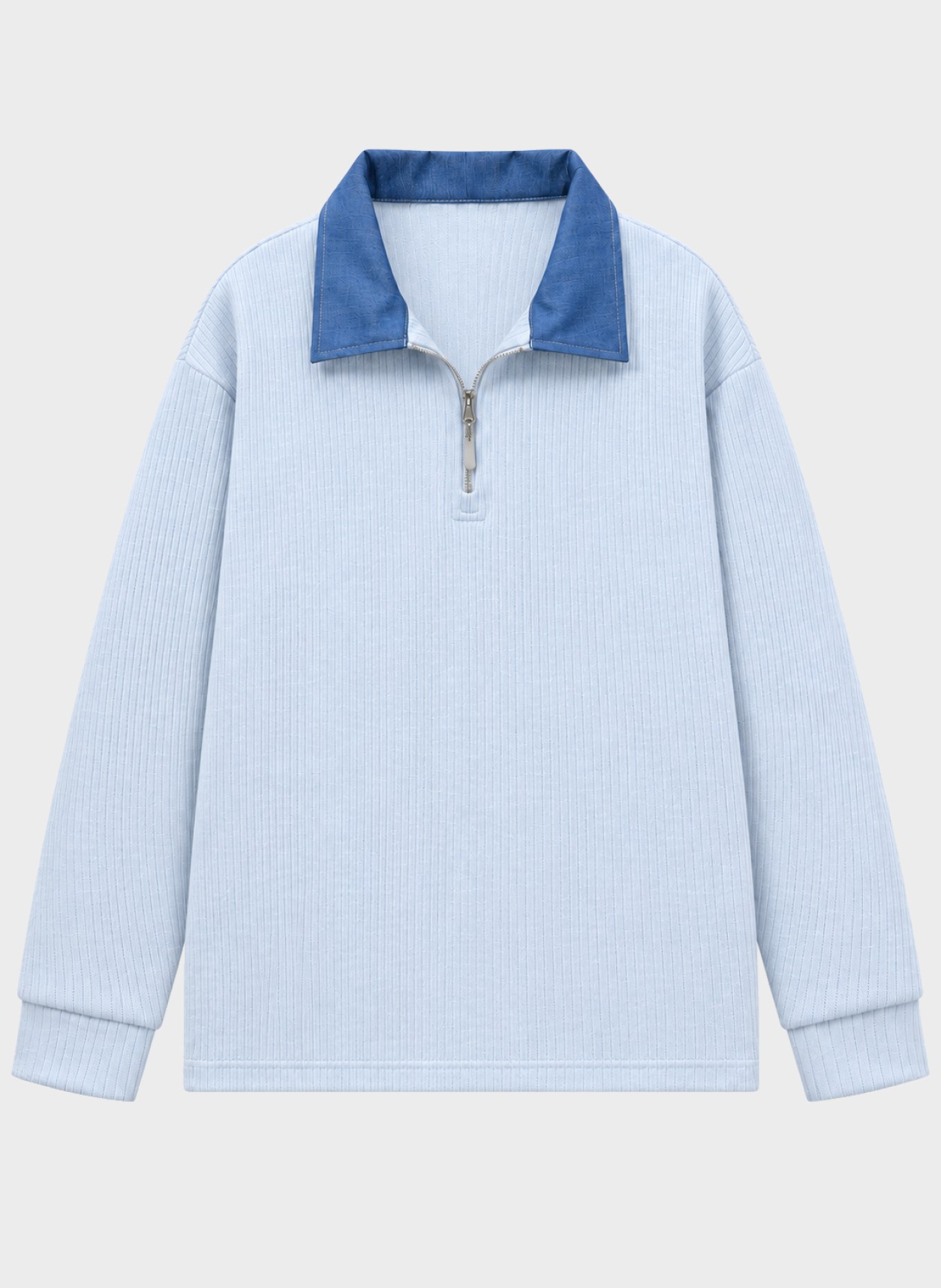 Colour-Block Half-Zip Polo in blue, flat product view