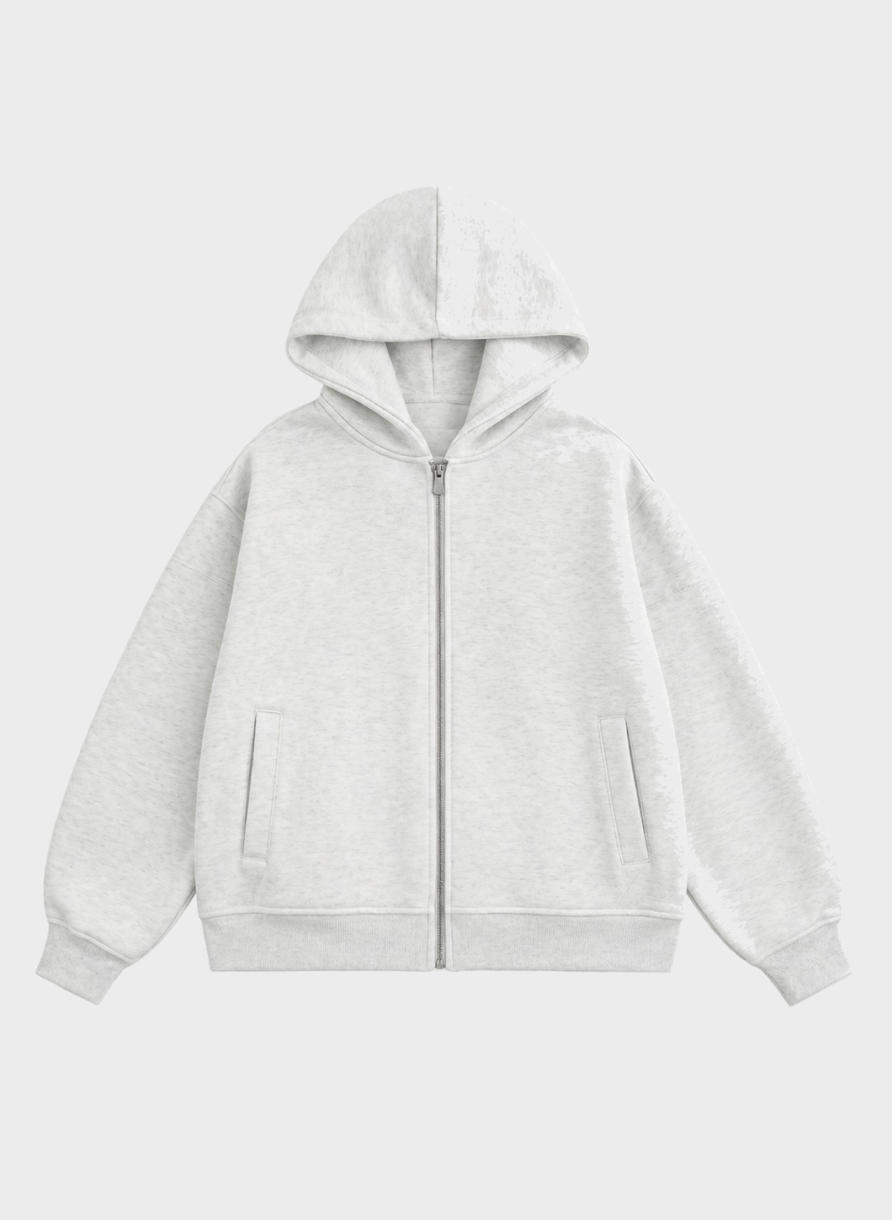 Heavyweight Cropped Zip Hoodie in heather grey, flat product view