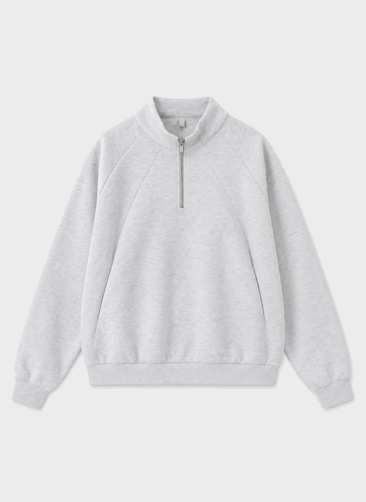 Heavyweight Half-Zip Sweatshirt in heather grey, flat product view