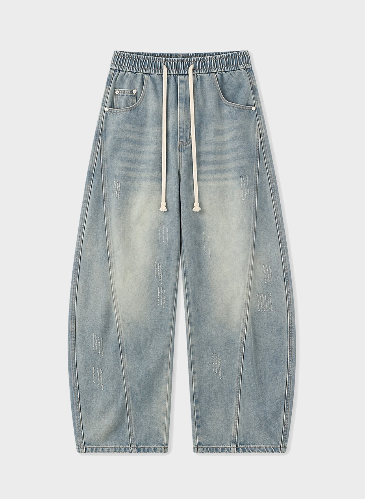 Washed Wide-Leg Jeans in blue, flat product view