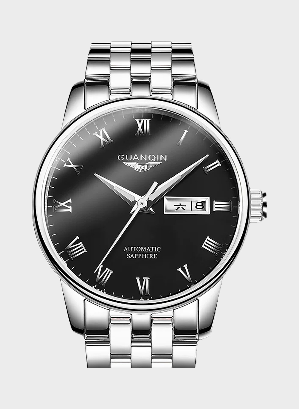 Automatic Steel Watch, 39 mm in black dial, product view