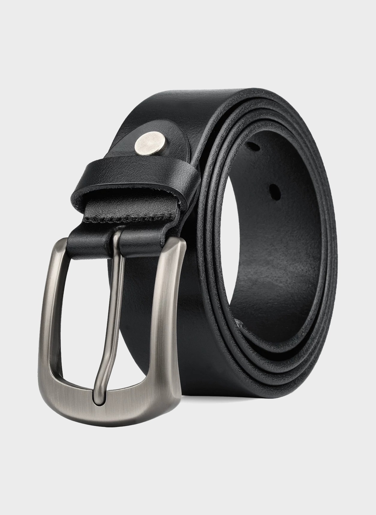 Narrow Leather Belt in black, product view