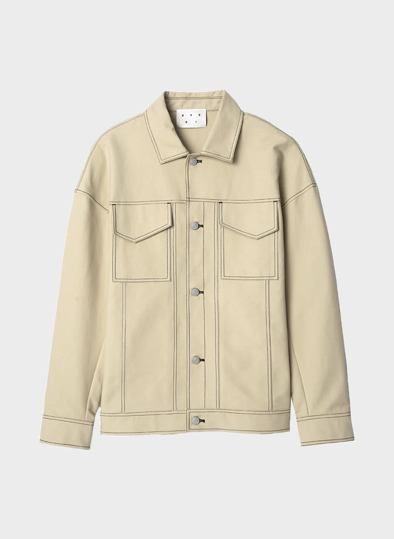 Cotton Workwear Jacket in apricot, flat product view