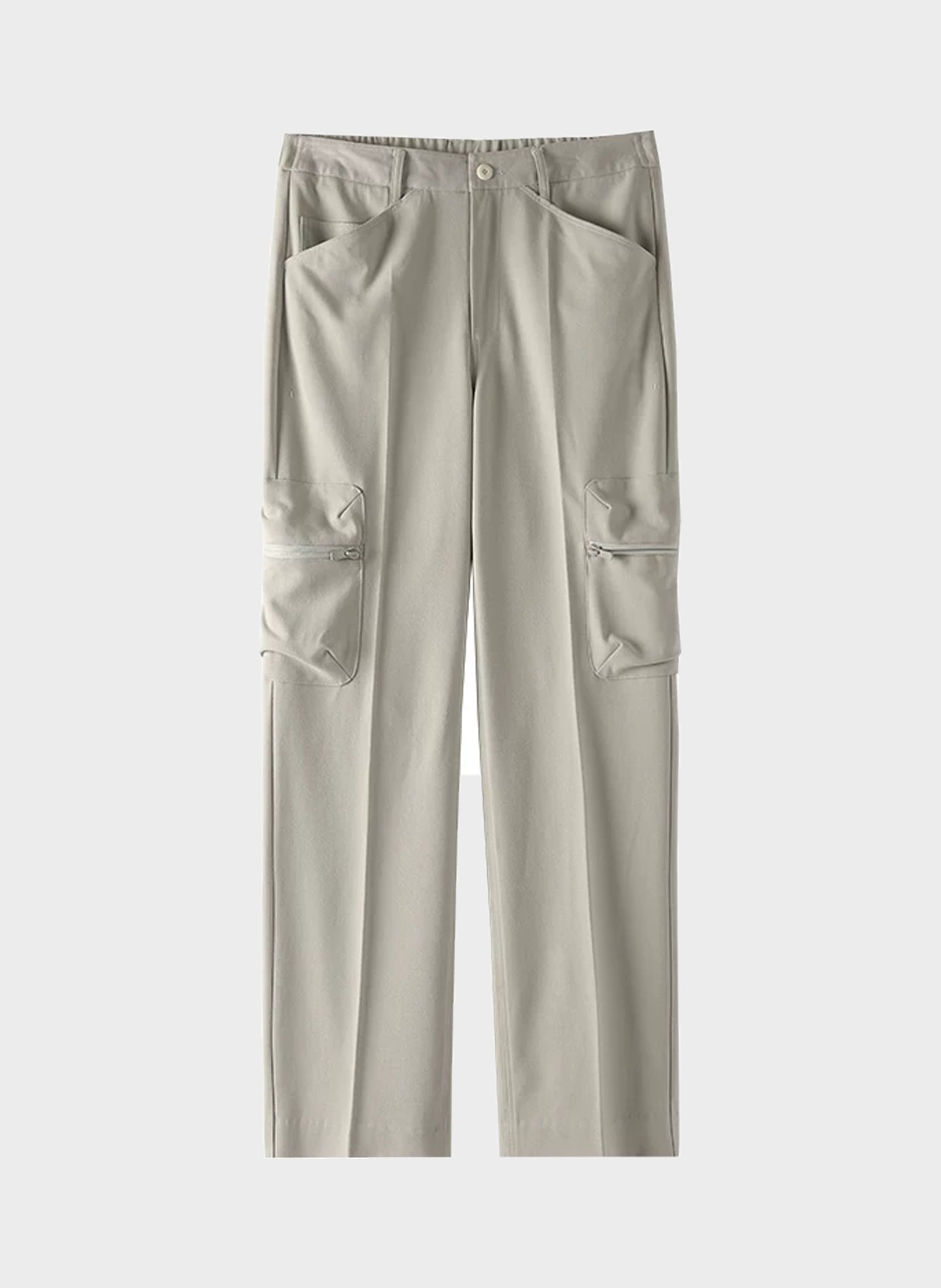 Wool-Blend Straight Cargo Trousers in white, flat product view