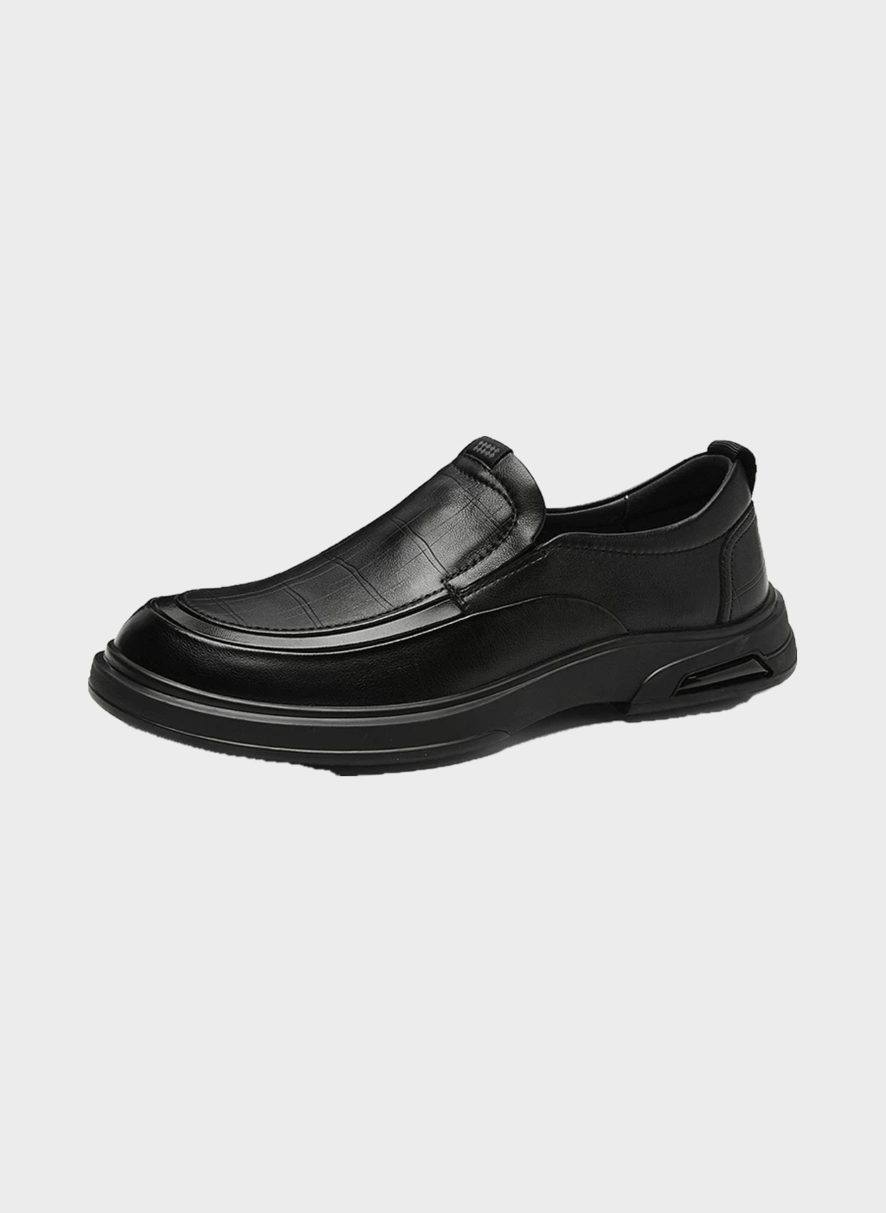 Leather Slip-On Loafers in black, product view