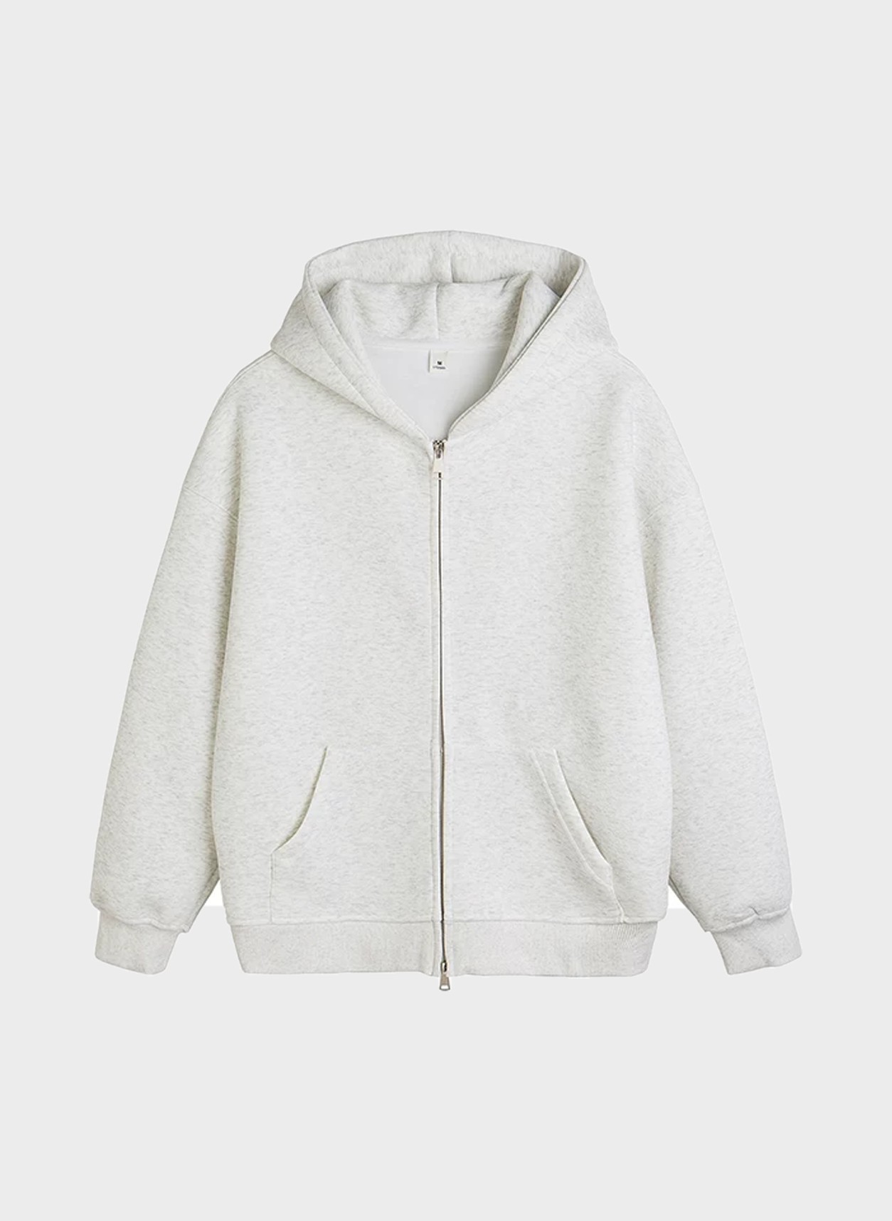 Knit in heather grey, flat product view