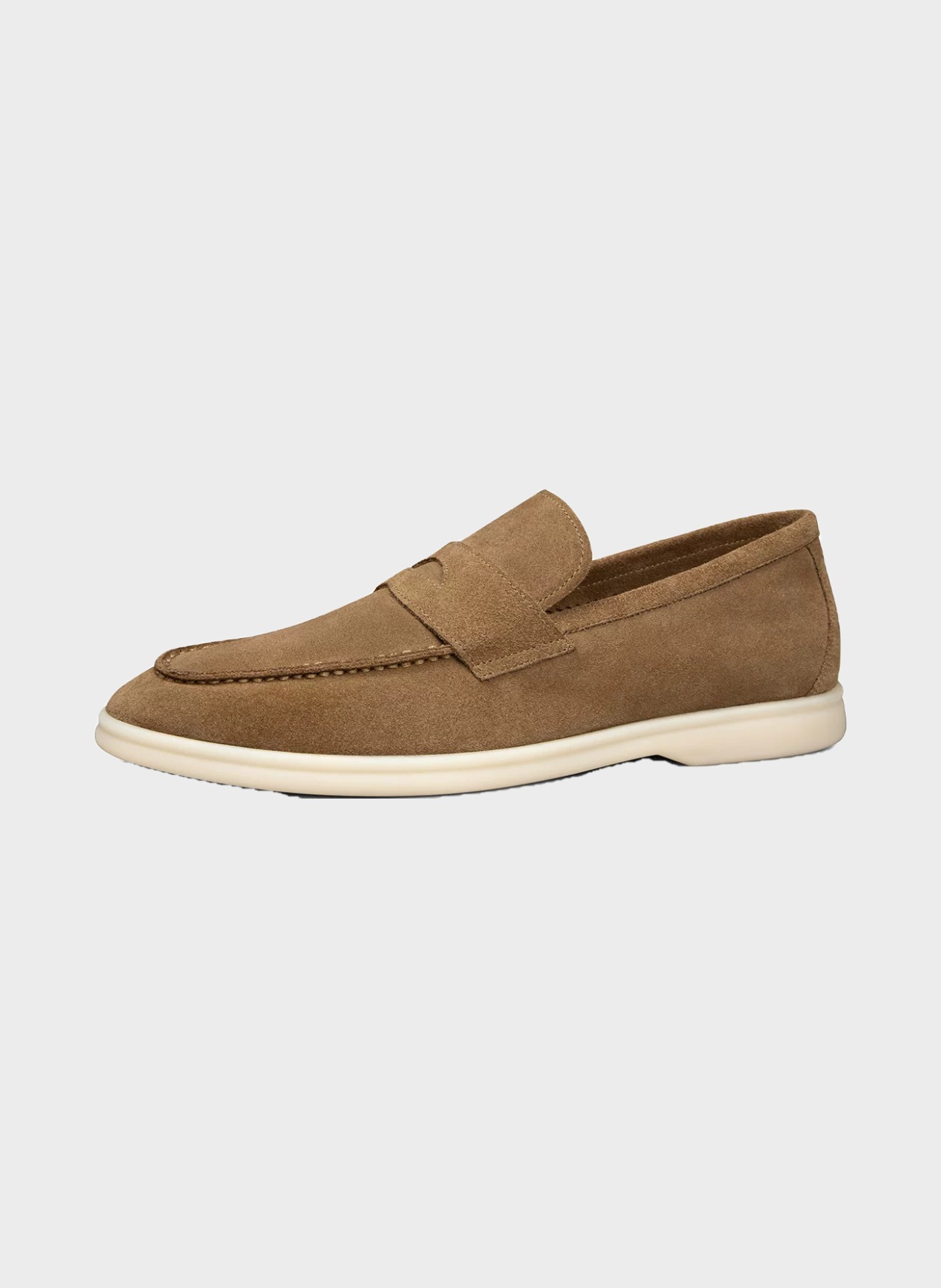 Suede Penny Loafers in khaki, product view