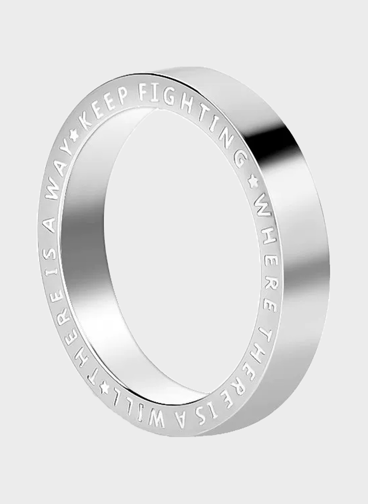 Brushed Steel Band Ring in silver, product view