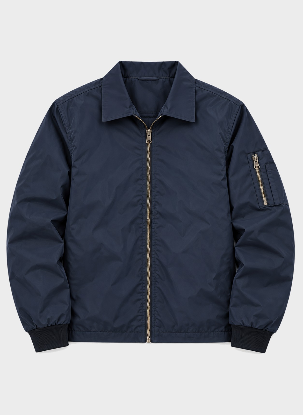 Padded Collar Bomber in blue, flat product view