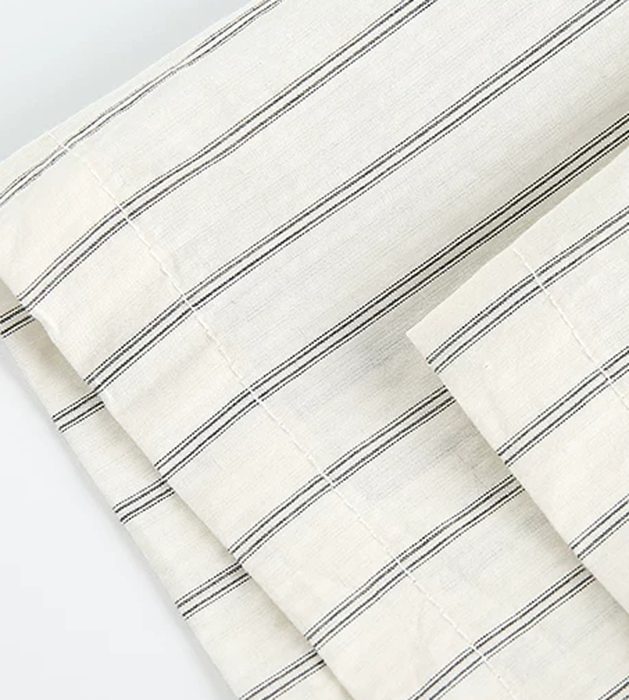 Striped Cotton Boxy Shirt in white, fabric and detail close-up