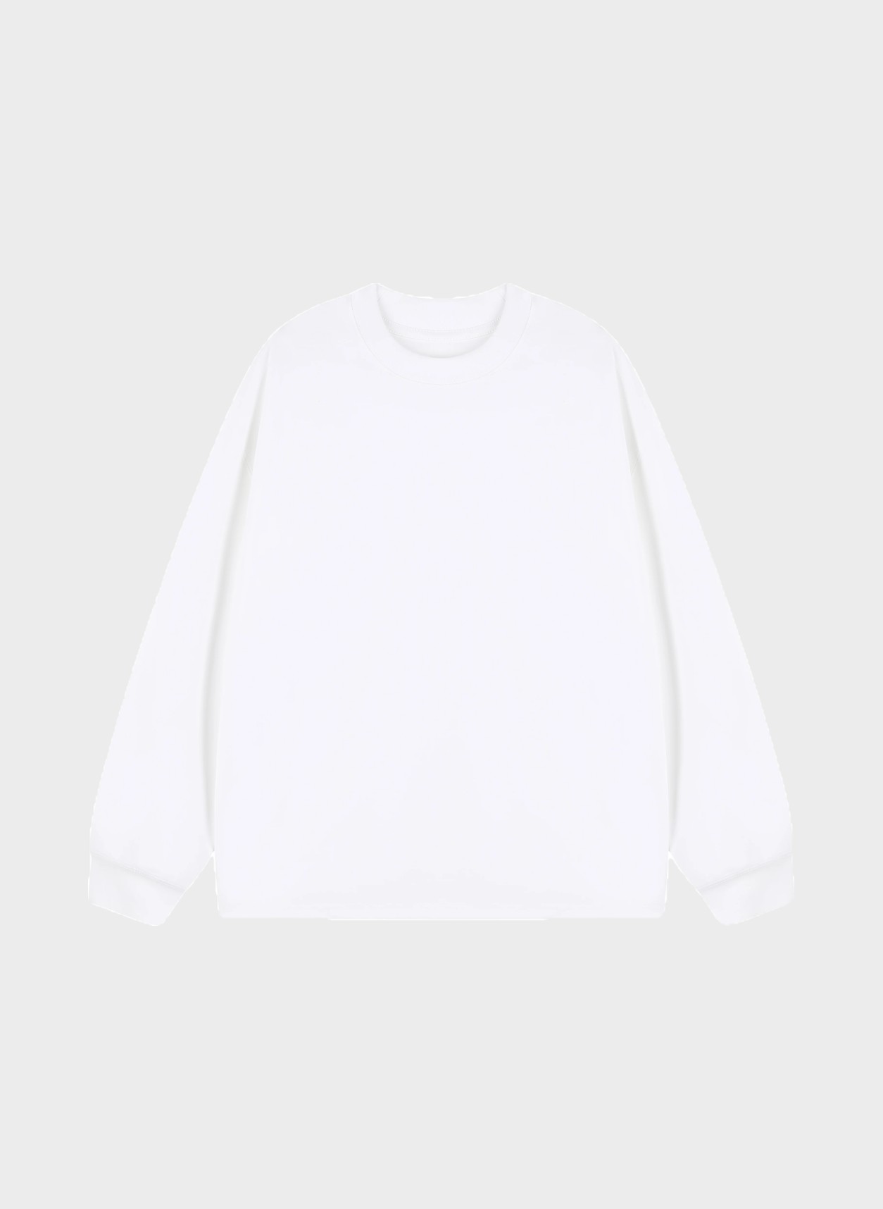 Dropped Shoulder Long-Sleeve Tee in white, flat product view